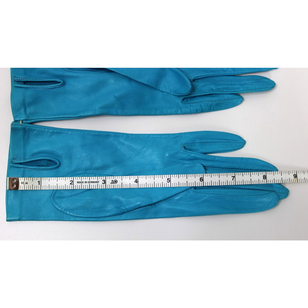 Vintage Women's Teal Turquoise Leather Gloves Size 7 Made in Italy - Picture 6 of 7